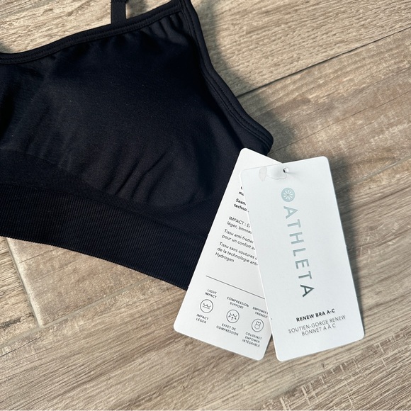 NWT Athleta Women’s Renew Sports Bra for A-C Cups in black size small - Picture 2 of 9